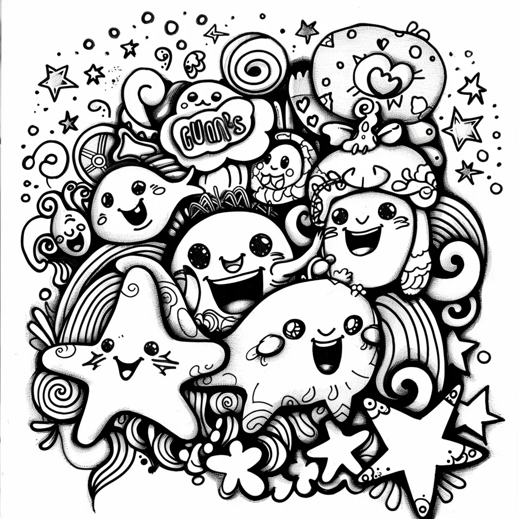 99+ tranh tô màu Doodle siêu cute dành cho các bé