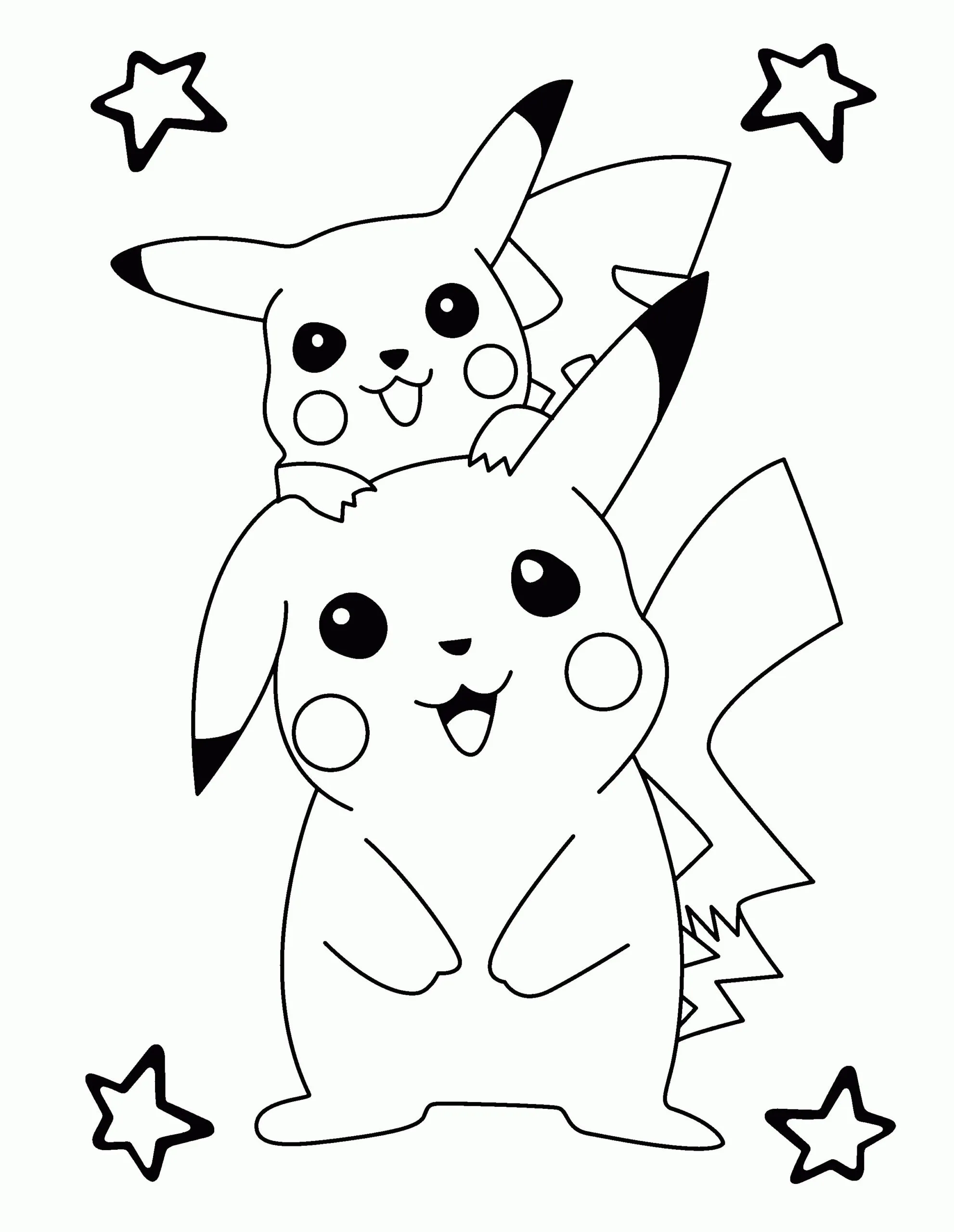 Bộ sưu tập tranh tô màu Pikachu siêu cute và dễ thương dành cho bé 