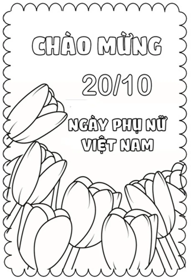 Bộ tranh tô màu ngày 20/10 ngày phụ nữ Việt Nam cho bé