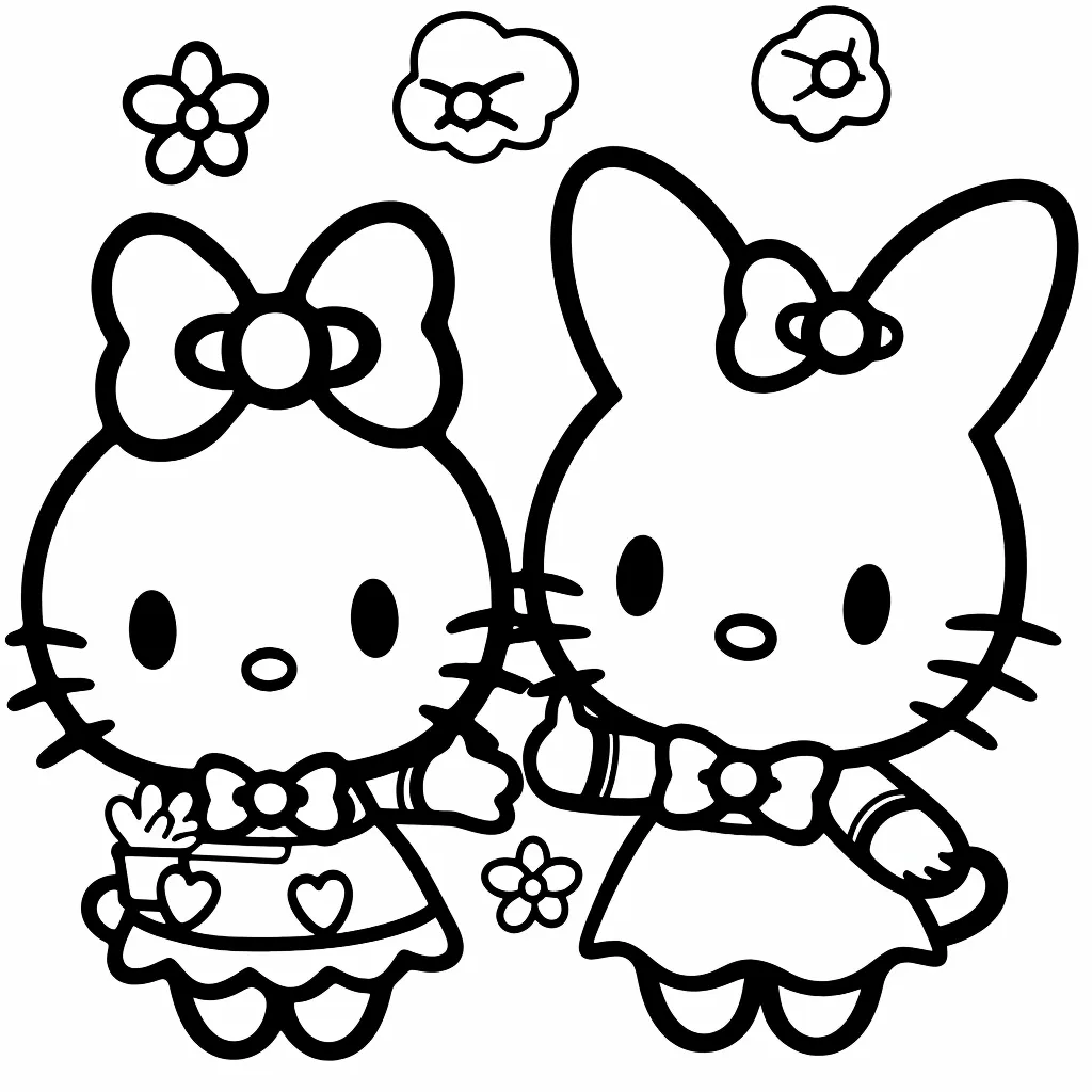 Bộ tranh tô màu Sanrio siêu đáng yêu và dễ thương cho bé