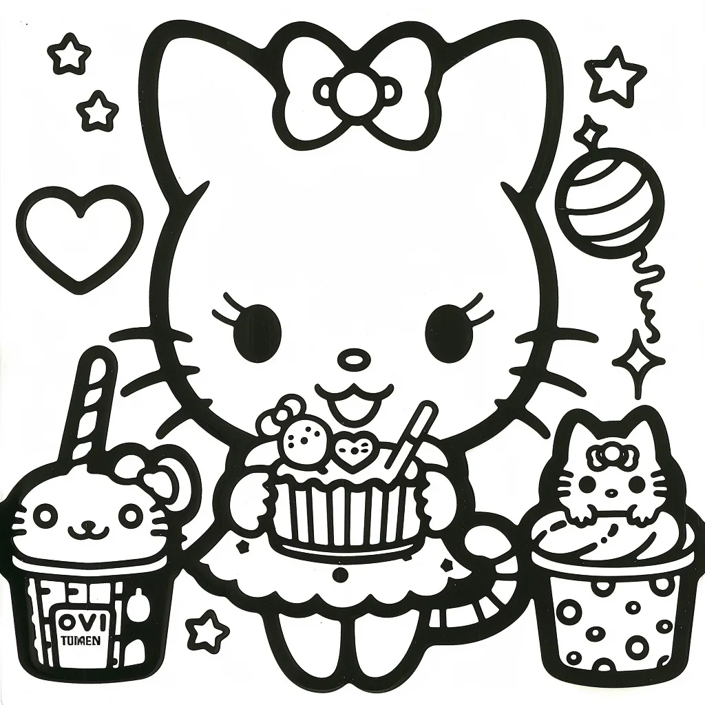 Bộ tranh tô màu Sanrio siêu đáng yêu và dễ thương cho bé