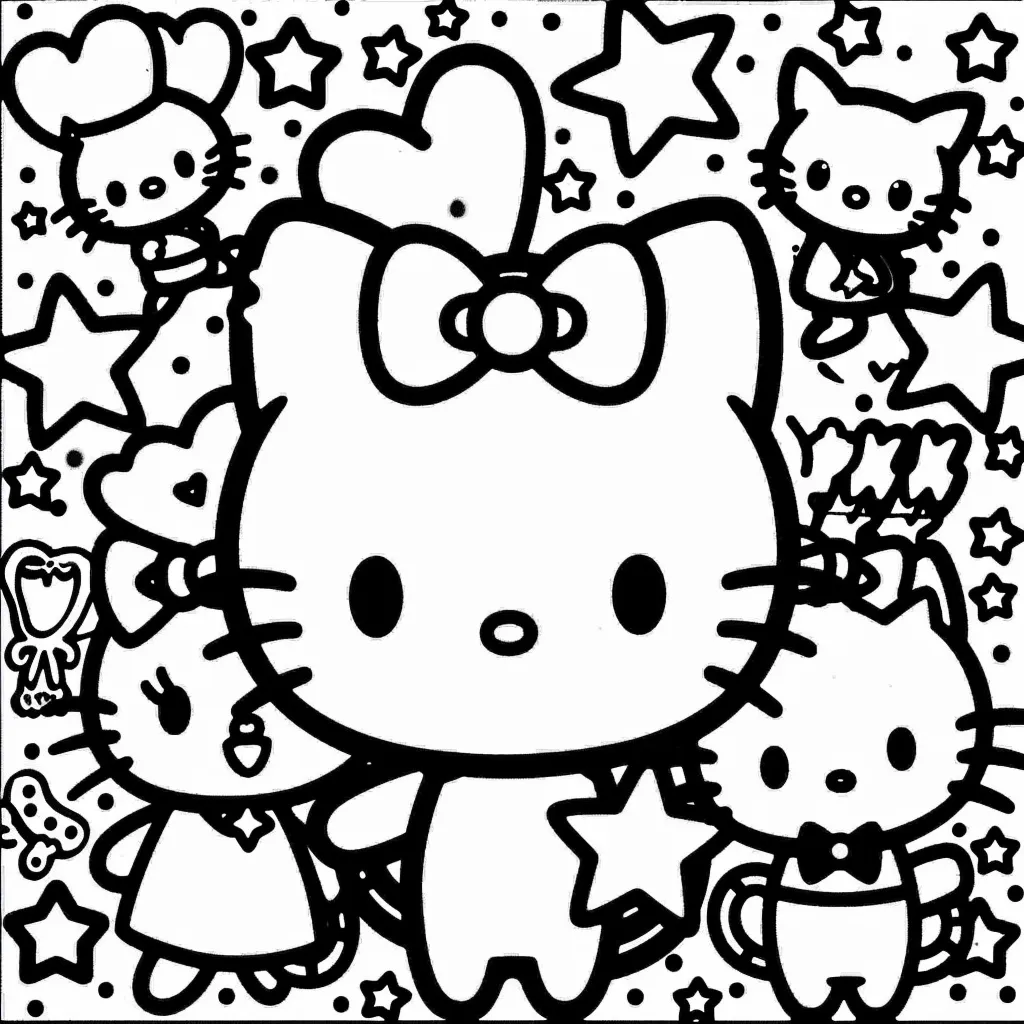 Bộ tranh tô màu Sanrio siêu đáng yêu và dễ thương cho bé