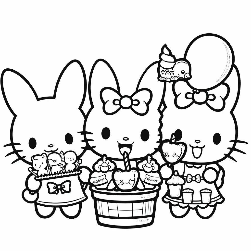 Bộ tranh tô màu Sanrio siêu đáng yêu và dễ thương cho bé