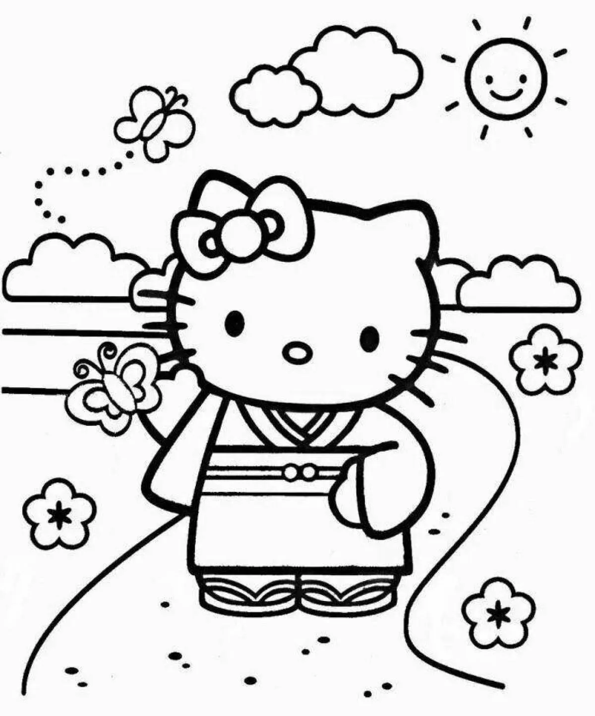 Tranh tô màu hello kitty