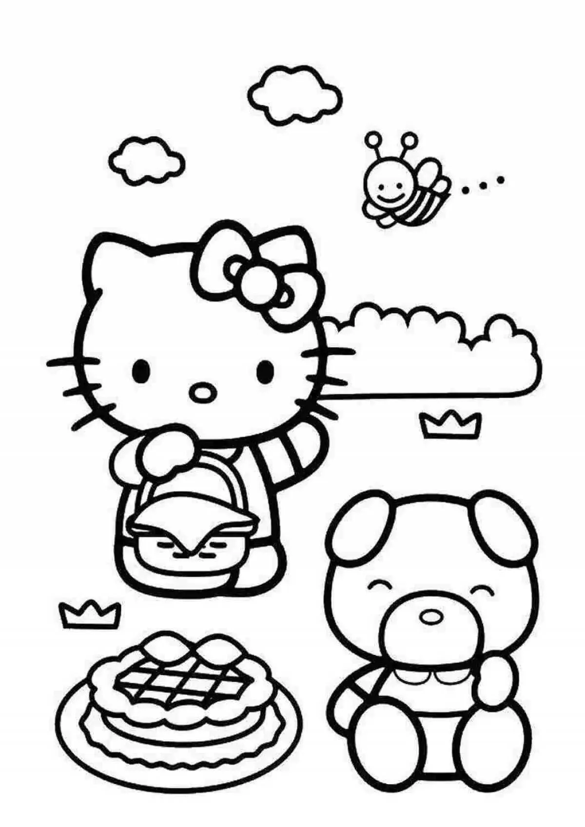 Tranh tô màu hello kitty