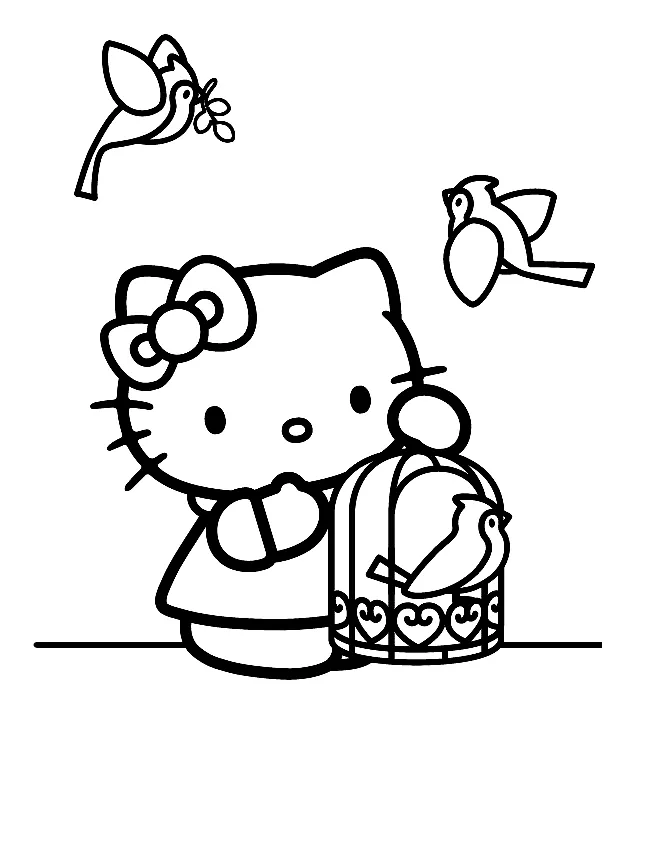 Tranh tô màu hello kitty