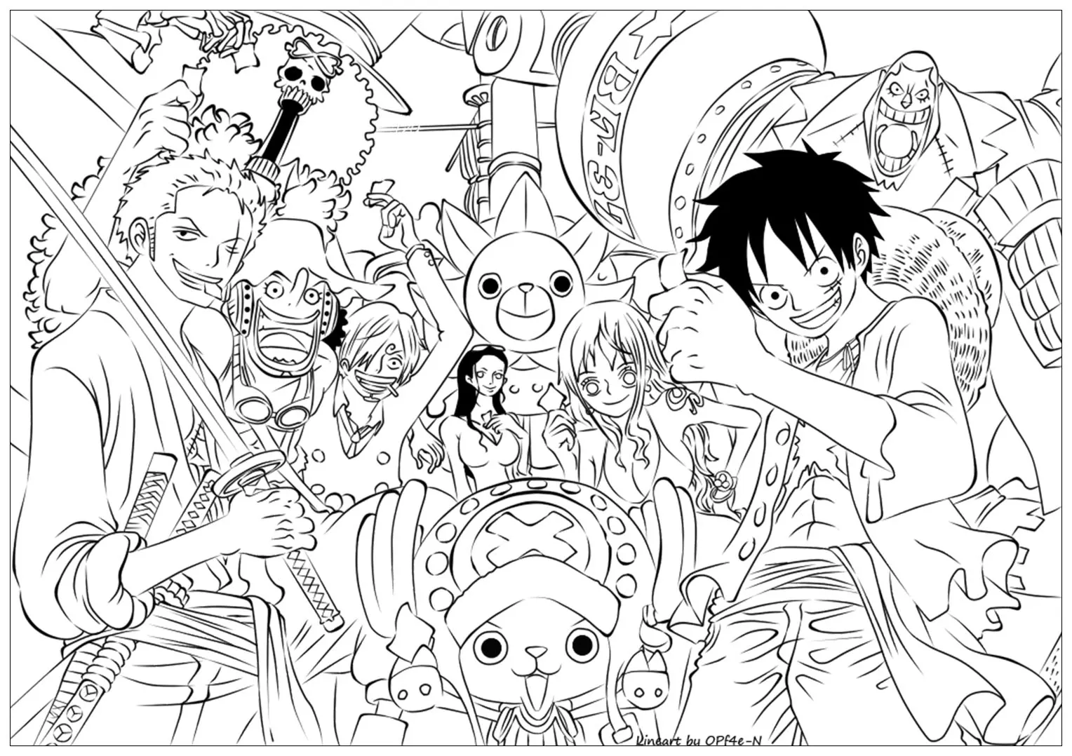 Tranh tô màu one piece siêu ngầu và đẹp cho bé